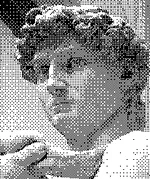 a computer with a dithering effect